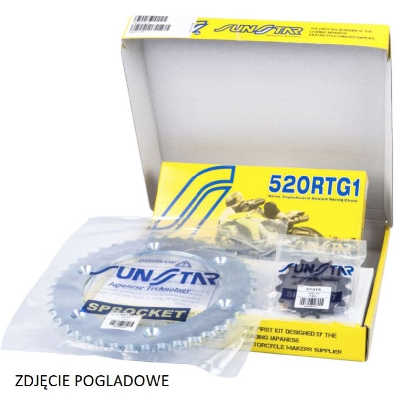 SUNSTAR ZESTAW NAPĘDOWY YAMAHA MT 03 06-12 PLUS ZŁOTY (15/47/112) (DO 1000CC) (SUN38715/SUN1-3541-47/SS520RTG1-112G) - MADE IN JAPAN - OFERTA SPECJALNA (1)