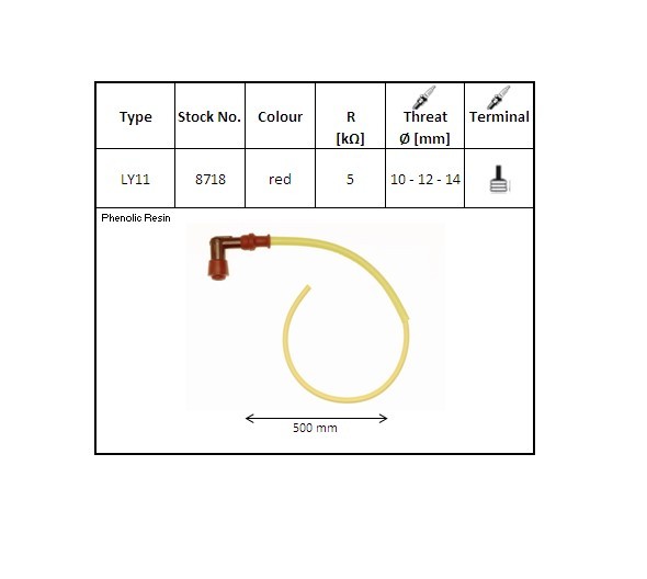 NGK FAJKA NA ŚWIECE EBONITOWA KĄTOWA (90) PRZEWÓD 50 CMM KOLOR CZERWONY (NR 8718) (1)