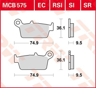 TRW ZF KLOCKI HAMULCOWE KH131 SINTER OFFROAD HONDA CRF 230 08-10, XR 250 88-97, XR 600 91-99, YAMAHA WR 125 98-07, TYŁ (1)