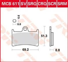 TRW ZF KLOCKI HAMULCOWE KH252 KH380 ORGANIC YAMAHA FZ6 07-10, FZS 600 98-01, MT-07 14-17, TRACER 700 '16-, FZ8 10-16, MT-09 16-, TDM 900 02-14, XT 1200Z SUPER TENERE '10-, FJR 1300 01-16, XJR 1300 99-16, XV 1700 03-05, XV 1900 06-10, PRZÓD
