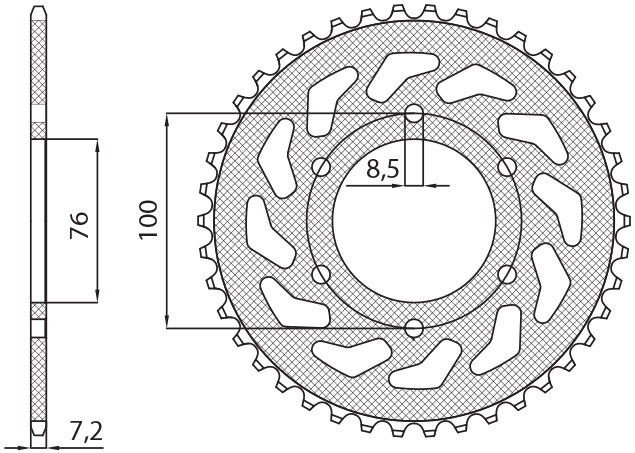 SUNSTAR ZĘBATKA TYLNA 4513 48 YAMAHA YZF 125R '08-'15 (JTR1844.48) (ŁAŃC. 428) (451348JT) (1)