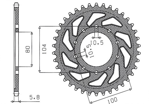 SUNSTAR ZĘBATKA TYLNA 478 44 KAWASAKI ZX6R (05-17), Z750 (JTR478.44) (ŁAŃC. 520) (47844JT) (1)