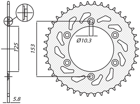 SUNSTAR ZĘBATKA TYLNA 288 45 HONDA XR 650L '93-'15, XR 600R '91-'00 (-3) (JTR301.45) (ŁAŃC. 520) (28845JT) (1)