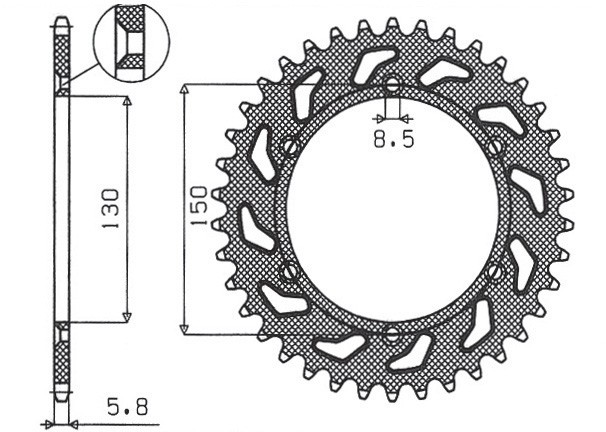 SUNSTAR ZĘBATKA TYLNA 270 48 YAMAHA YZ/YZF/WRF '99-'24 (JTR251.48) (ŁAŃC. 520) (27048JT) (1)