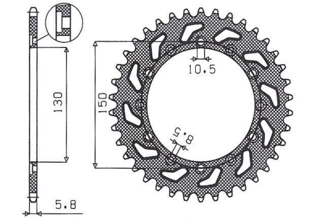 SUNSTAR ZĘBATKA TYLNA 236 46 / 245 46 HONDA NX 650 95-01, YAMAHA XJ 6 09-15, YAMAHA WR 250R '08-'10 (JTR245/2.46) (JTR245/3.46) (ŁAŃC. 520) (24546JT) (1)