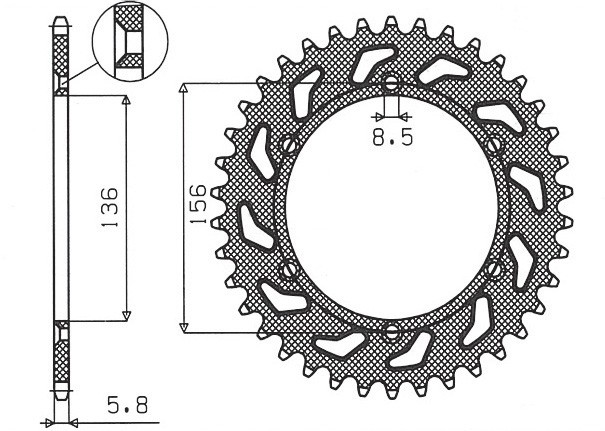 SUNSTAR ZĘBATKA TYLNA 702 48 BETA 450/498/520 RR '10-14, GAS GAS EC 125/200/250/300/400/450/515 '01-15, HUSQVARNA CR/WR 250/300/360, TE 410/510/570/61 (1)