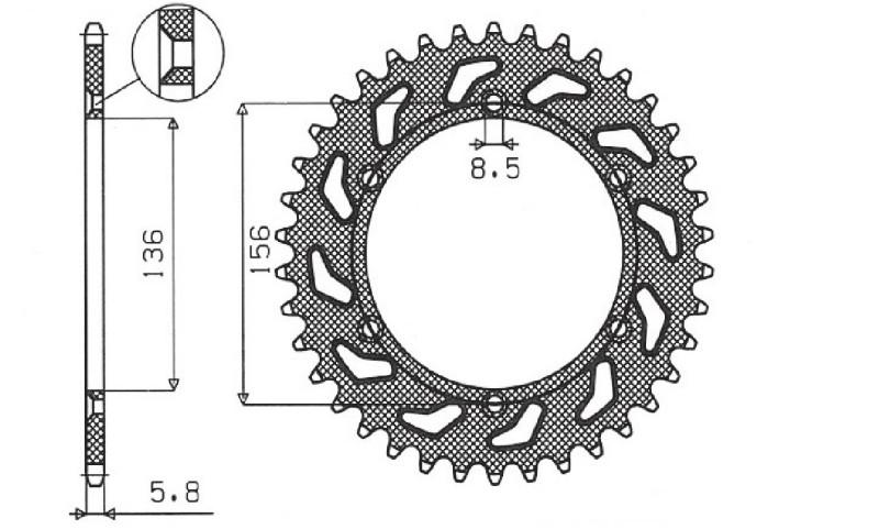 SUNSTAR ZĘBATKA TYLNA 702 50 HUSQVARNA SM 610 (08-09), SUZUKI DR350 (90-03), RGV 250 (91-96) (JTR822.50) (ŁAŃC. 520) (70250JT) (1)