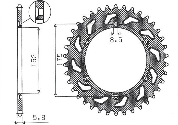 SUNSTAR ZĘBATKA TYLNA 856 50 YAMAHA YZ YZF 88-98 (JTR853.50) (ŁAŃC. 520) (85650JT) (1)