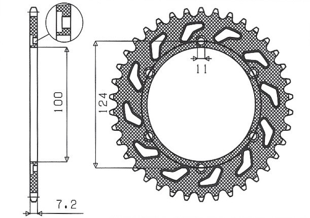 SUNSTAR ZĘBATKA TYLNA 4366 42 DUCATI 944 ST2 '97-'03, 992 ST3 '04-'07 (JTR745.42) (ŁAŃC.525) (436642JT) (1)