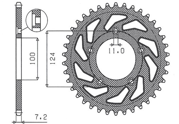 SUNSTAR ZĘBATKA TYLNA 4443 39 DUCATI 749 '03-'06 (JTR744.39) (ŁAŃC. 525) (444339JT) (1)