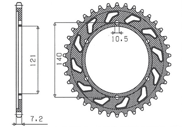 SUNSTAR ZĘBATKA TYLNA 4433 45 CAGIVA 650 RAPTOR 01-07 (ŁAŃC. 525) (443345JT) (1)