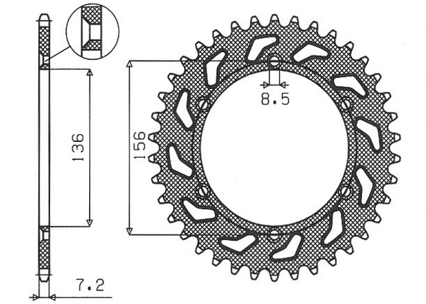 SUNSTAR ZĘBATKA TYLNA 4365 43 SUZUKI DR 650 SE '96-'12 (JTR1791.43) (ŁAŃC. 525) (436543JT) (1)