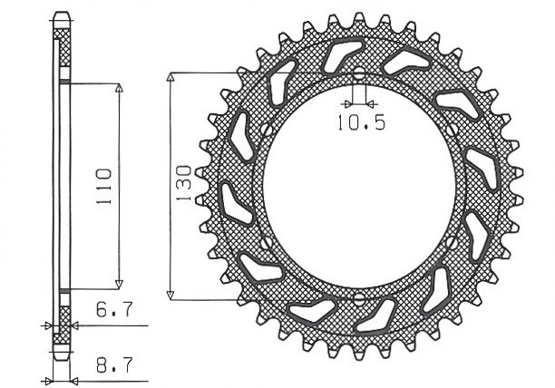 SUNSTAR ZĘBATKA TYLNA 241 39 YAMAHA XJR 1300 '04-'06, MT-01 '05-'11 (JTR479.39) (ŁAŃC. 530) (24139JT) (1)