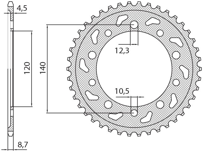 SUNSTAR ZĘBATKA TYLNA 4409 44 TRIUMPH TIGER 1050 '07-'13 (JTR1800.44) (ŁAŃC. 530) (440944JT) (1)