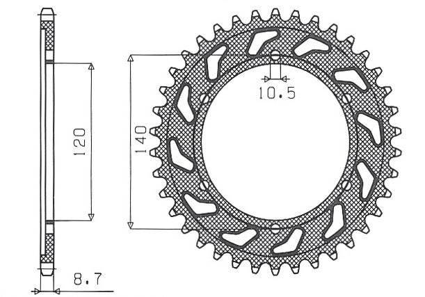 SUNSTAR ZĘBATKA TYLNA 498 46 KAWASAKI ZXR 750H 89, VN 800A 95-96 (JTR499.46) (ŁAŃC. 530) (49846JT) (1)