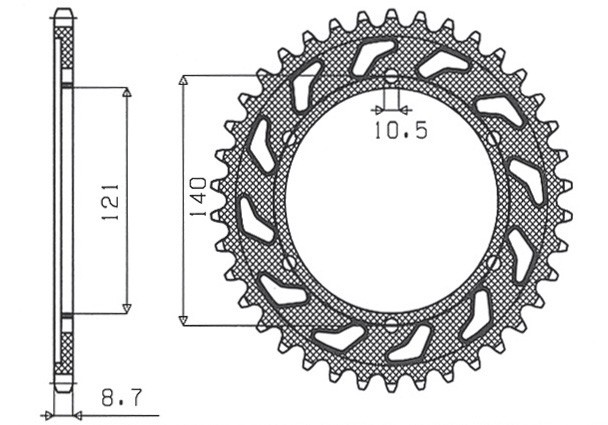 SUNSTAR ZĘBATKA TYLNA 4435 40 CAGIVA RAPTOR 1000 00-06 (ŁAŃC. 530) (443540JT) (1)