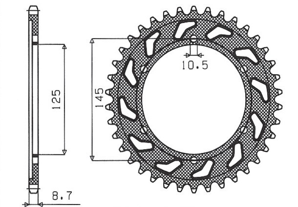 SUNSTAR ZĘBATKA TYLNA 865 45 YAMAHA FZR 600 '92-'93 (3HE) (JTR865.45) (ŁAŃC. 530) (86545JT) (1)