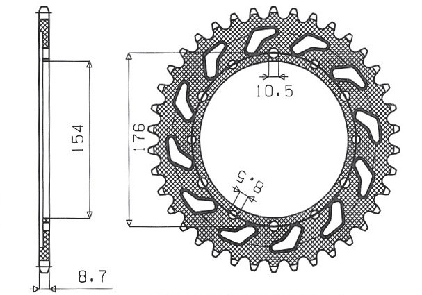 SUNSTAR ZĘBATKA TYLNA 4434 43 HONDA VFR750, VFR800 V-TEC '02-'14, VFR800X CROSSRUNNER '11-'15 (JTR1340.43) (ŁAŃC. 530) (443443JT) (1)