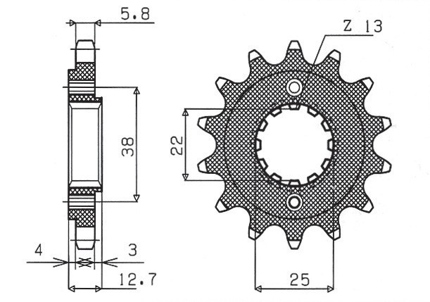SUNSTAR ZĘBATKA PRZEDNIA 511 15 KAWASAKI KLR 650 '90-'14 (JTF511.15) (ŁAŃC. 520) (51115JT) (1)