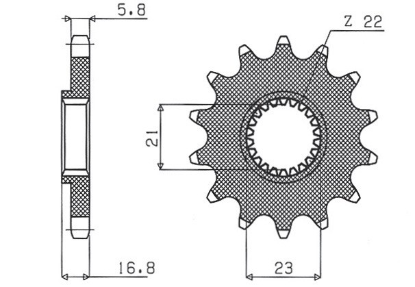 SUNSTAR ZĘBATKA PRZEDNIA 443 16 YAMAHA XJ 600 DIVERSION '92-'03 (JTF582.16) (ŁAŃC. 520) (44316JT) (1)