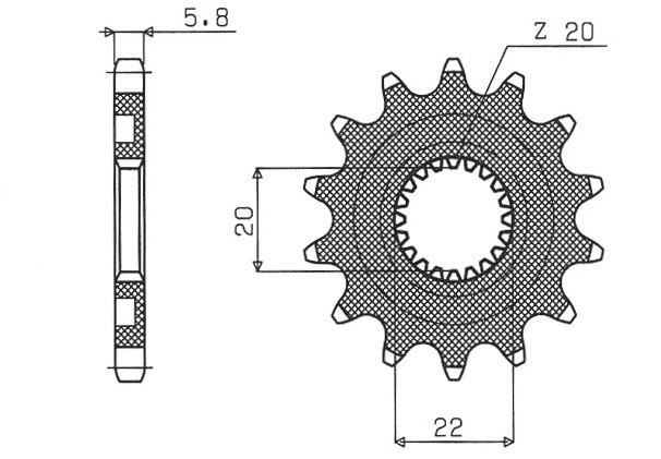 SUNSTAR ZĘBATKA PRZEDNIA 2103 14 YAMAHA YZF 250 '01-'25 (JTF1590.14) (ŁAŃC. 520) (210314JT) (1)