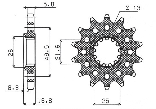 SUNSTAR ZĘBATKA PRZEDNIA 2093M 15 KAWASAKI ZX6R '03-'06 (JTF1307.15) (ŁAŃC. 520) (2093M15JT) (1)