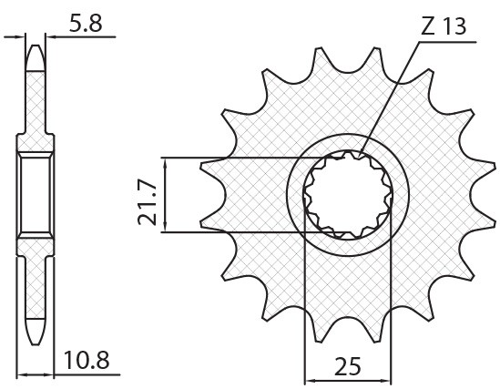 SUNSTAR ZĘBATKA PRZEDNIA 2172 16 YAMAHA FZ6 '09-, XJ6 '09-'15 (JTF1595.16) (ŁAŃC. 520) (217216JT) (1)