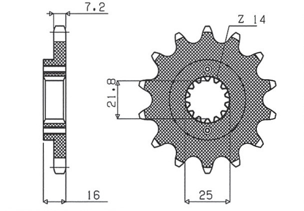 SUNSTAR ZĘBATKA PRZEDNIA 2050 14 DUCATI 796/916/944/996 (-1) (JTF740.14) (ŁAŃC. 525) (205014JT) (1)