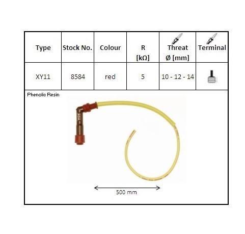NGK FAJKA NA ŚWIECE EBONITOWA KĄTOWA (102) PRZEWÓD 50 CM KOLOR CZERWONY (NR 8584) (1)