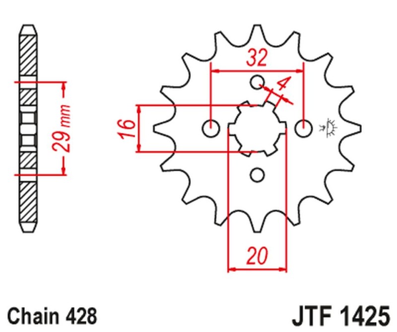 JT ZĘBATKA PRZEDNIA 425 15 SUZUKI GSXR 125 17-18, RG 80 86-87, GSX 125S 17-18 (JTF1425.15) (ŁAŃC. 428) - ZASTĘPUJE JTF425.15 (1)
