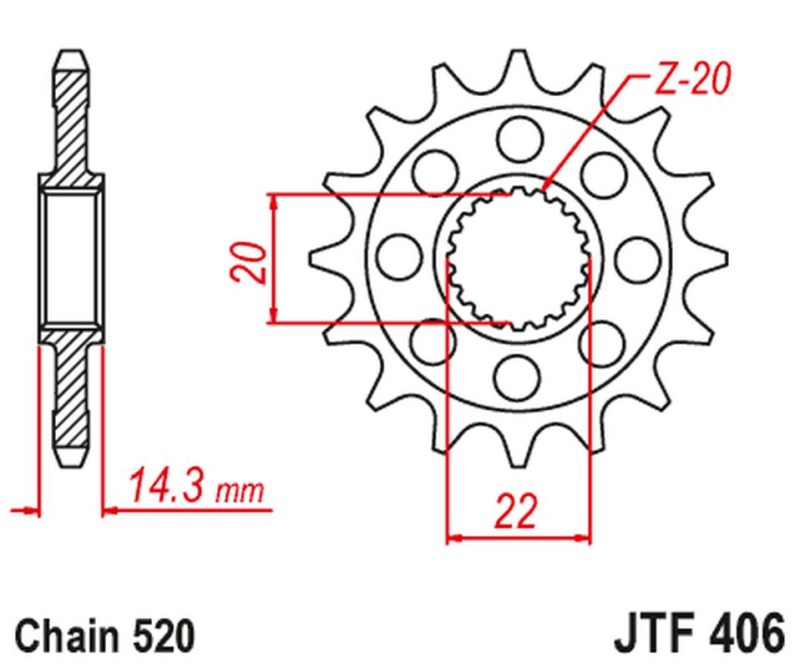 JT ZĘBATKA PRZEDNIA BMW G 310GS '16-20, G310R '16-'20 (JTF406.15)* (ŁAŃC. 520) (-1) (1)