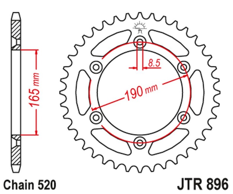 JT ZĘBATKA TYLNA 896 45 KTM 600 LC4 ENDURO (88-89) (89645JT) (ŁAŃC. 520) (1)