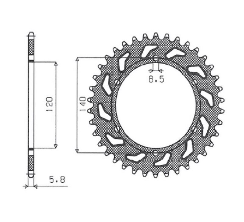 SUNSTAR ZĘBATKA TYLNA 260 40 (ŁAŃC. 520) (JTR260.44) (26044JT) (1)
