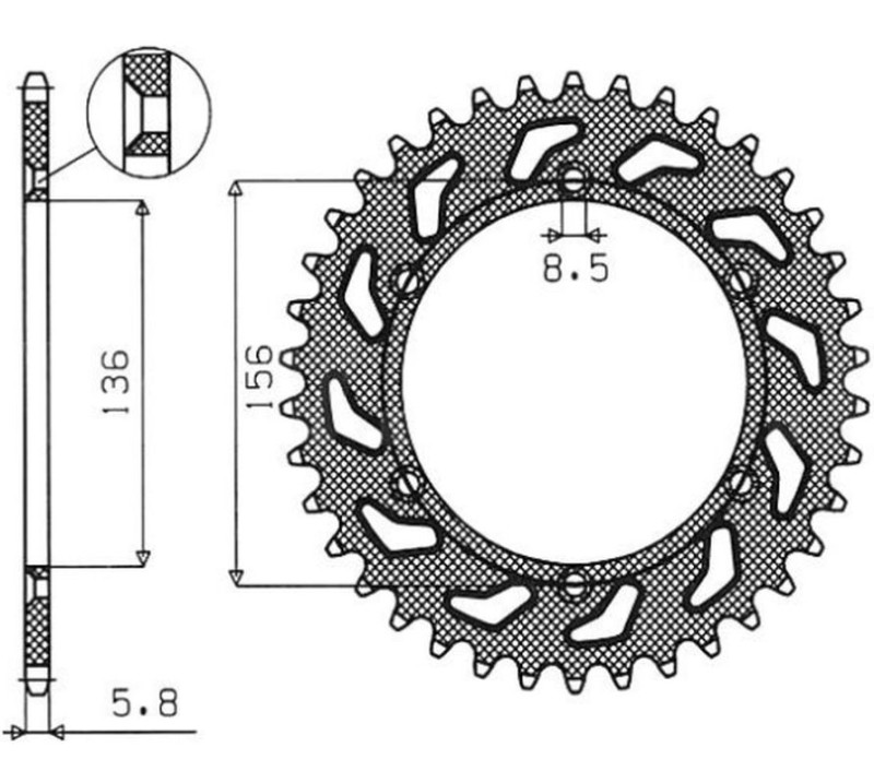 SUNSTAR ZĘBATKA TYLNA 702 41 HUSQVARNA SM 610 (08-09), SUZUKI DR350 (90-03), RGV 250 (91-96) (JTR822.41) (ŁAŃC. 520) (70241JT) (1)