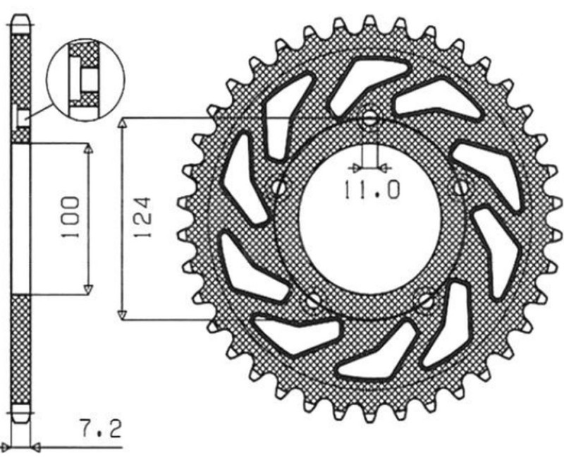 SUNSTAR ZĘBATKA TYLNA 4443 36 DUCATI 749 '03-'06 (JTR744.36) (ŁAŃC. 525) (444336JT) (1)