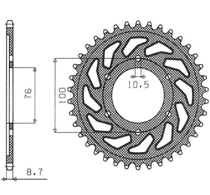 SUNSTAR ZĘBATKA TYLNA 825 52 / 816 48 SUZUKI GSXR1100, GSXR750 (92-95) (JTR816.52) (ŁAŃC. 530) (81652JT) (1)