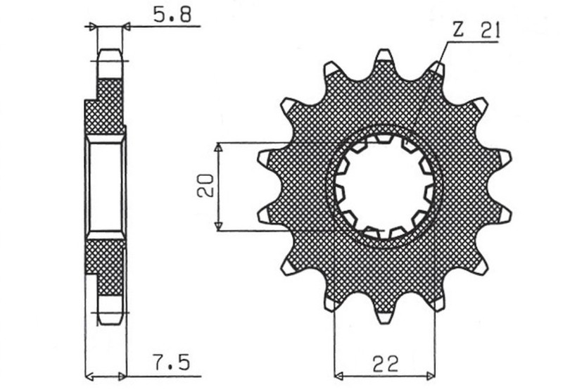 SUNSTAR ZĘBATKA PRZEDNIA 2120 14 HONDA CR 125R '04-'07, CRF 250R/X '04-'17 (JTF1323.14) (ŁAŃC. 520) (212014JT) (1)