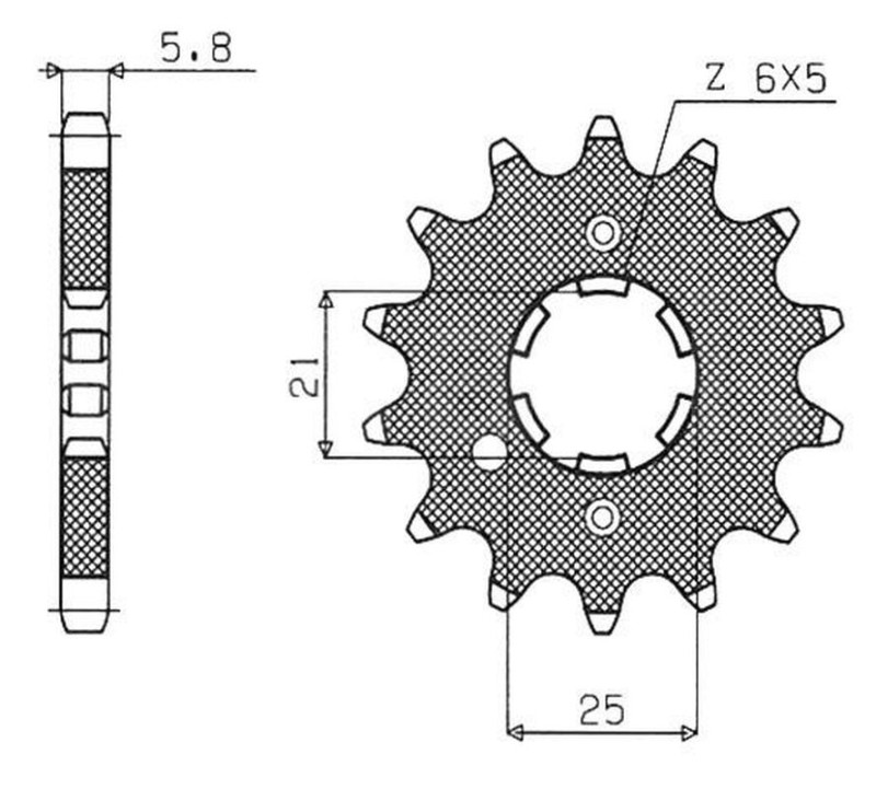 SUNSTAR ZĘBATKA PRZEDNIA 569 15 KAWASAKI KX 250 '87-'98, YAMAHA YZ 250 '77-'98 (JTF569.15) (ŁAŃC. 520) (56915JT) (1)