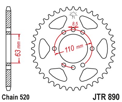 JT ZĘBATKA TYLNA 4675 45 KTM 125 DUKE '14-18, 390 DUKE/RC '13-18 (467545JTZBK)* (ŁAŃC. 520) KOLOR CZARNY (1)