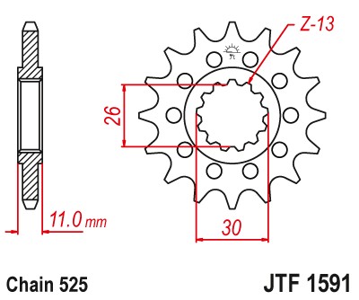 JT ZĘBATKA PRZEDNIA 2091 15 Z GUMĄ YAMAHA FZ8 '10-'15, MT 09 '14-'20, MT 07 '14-'24 TDM 900 '02-'13 TENERE 700 19-, R1 '15'-24, TENERE 700 '20-'24 (209115JTRB) (ŁAŃC. 525) (1)