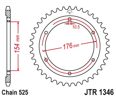 JT ZĘBATKA TYLNA 4679 44 HONDA CB 1000RA '18-19, VFR 800 V-TEC (ABS) '14-'17, VFR 800X CROSSRUNNER '15-'17 (467944JT) (ŁAŃC. 525) (1)