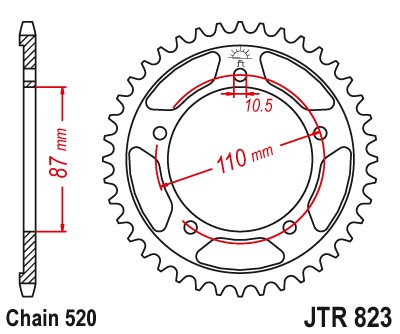 JT ZĘBATKA TYLNA 795 47 SUZUKI DL 250 V-STROM '17-19, SFV 650 GLADIUS '09-14 (+1) (79547JT) (ŁAŃC. 520) (1)