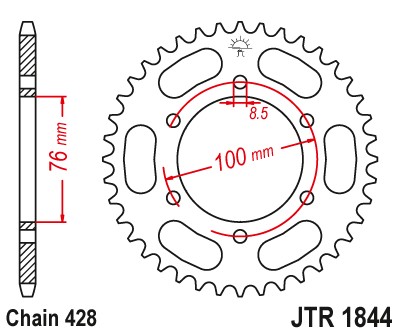 JT ZĘBATKA TYLNA 4513 52 YAMAHA YZF 125R '19-22, MT 125 15-23 (+4) (451352JT)* (ŁAŃC. 428) (1)