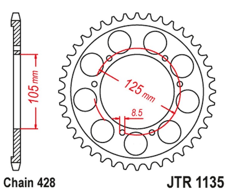 JT ZĘBATKA TYLNA APRILIA RX 125 E4 '18-'23 (JTR1135.69)* (ŁAŃC. 428) (1)
