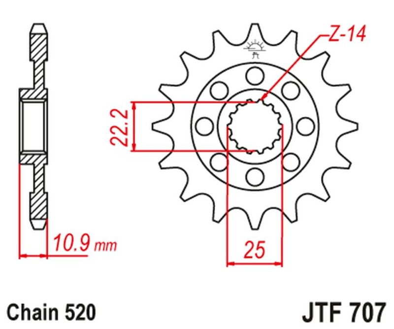 JT ZĘBATKA PRZEDNIA 2145 14 APRILIA 450/550 RXV-SXV 06-12 (214514JT) (ŁAŃC.520) (1)