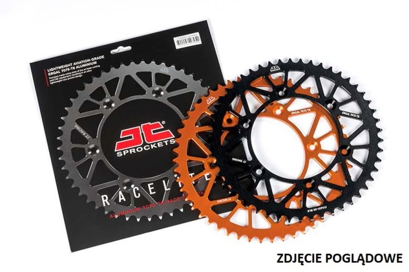 JT ZĘBATKA TYLNA 489 51 ALUMINIOWA RACELITE KAWASAKI KX/KXF '84-20 (48951JT) (JTR460.51) (ŁAŃC. 520) KOLOR CZARNY (1)