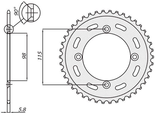 SUNSTAR ZĘBATKA TYLNA 4552 46 KTM SX 65 '12-'15 (JTR894.46) (ŁAŃC. 420) (455246JT) (1)