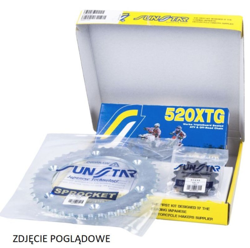 SUNSTAR ZESTAW NAPĘDOWY YAMAHA XT 600E '97-'03 PLUS ZŁOTY (15/45/106) (DO 750CC) (SUN37215/SUN1-3538-45/SS520XTG-106G) - MADE IN JAPAN - OFERTA SPECJALNA (1)