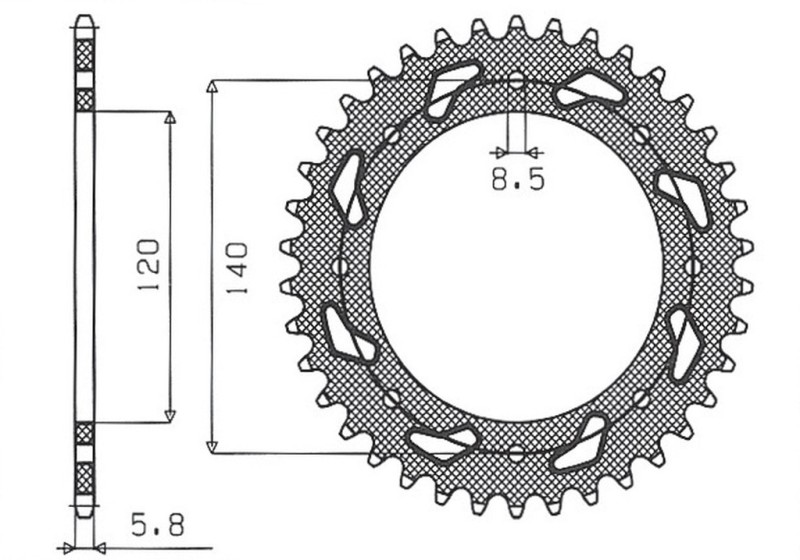 SUNSTAR ZĘBATKA TYLNA 491 42 KAWASAKI KLR 650C '95-'03, KAWASAKI KLE 500 '91-'07 (JTR487.42) (ŁAŃC. 520) (49142JT) (1)