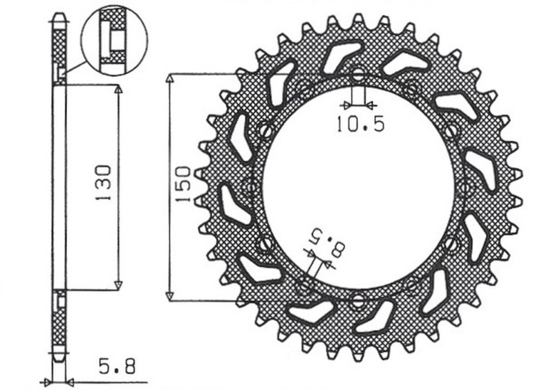 SUNSTAR ZĘBATKA TYLNA 236 52 / 245 52 HONDA NX 650 95-01, YAMAHA XJ 6 09-15, YAMAHA WR 250R '08-'10, APRILIA RX SIX DAYS 125 '90 (JTR245/2.52) (JTR245/3.52) (ŁAŃC. 520) (24552JT) (1)